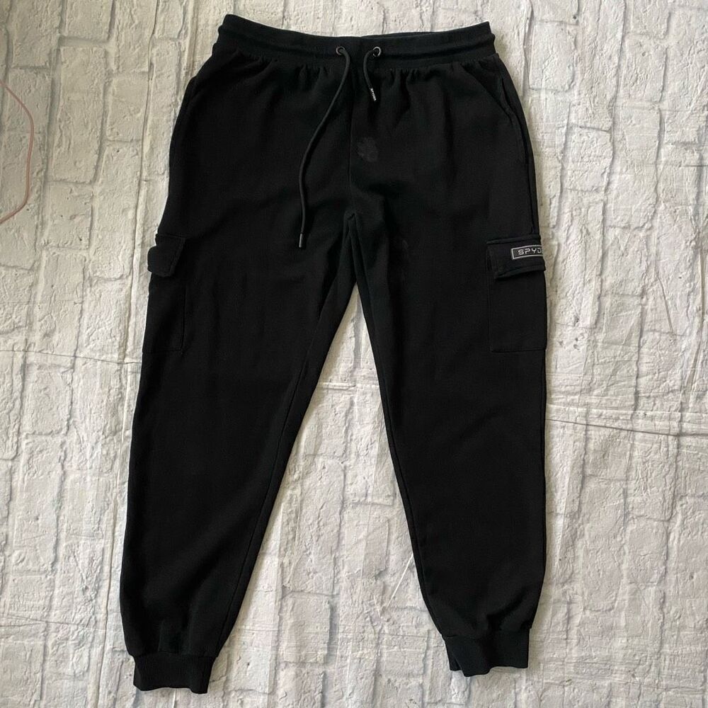 Spyder men XL pull on elastic waist jogger cargo sweatpants black